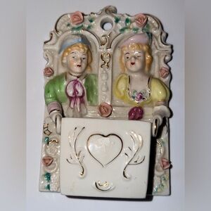 Vintage Wales bisque porcelain wall pocket